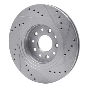 Ford Five Hundred Brake Rotor (1) - Front Left - R1 Concepts - Drilled & Slotted - Silver - `05-`09